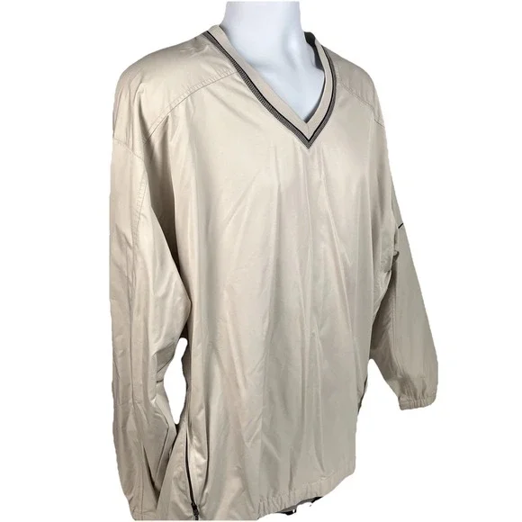Nike Golf Pullover Windbreaker Jacket Clima-Fit Cream V-Neck Size XXL Mens - Picture 6 of 8
